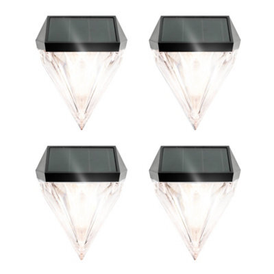 Gardenwize Pack Of 4 Solar Diamond Fence Lights  Warm White - image 1