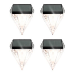 Gardenwize Pack Of 4 Solar Diamond Fence Lights  Warm White - thumbnail 1