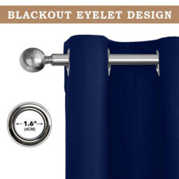Ameha Plain Blackout Curtain Thick Thermal Insulated Ready Made Eyelet Navy Curtains 46''x 54'' Pair With 2X Tie Backs - thumbnail 9