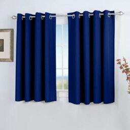 Ameha Plain Blackout Curtain Thick Thermal Insulated Ready Made Eyelet Navy Curtains 46''x 54'' Pair With 2X Tie Backs - thumbnail 2