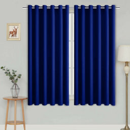 Ameha Plain Blackout Curtain Thick Thermal Insulated Ready Made Eyelet Navy Curtains 46''x 54'' Pair With 2X Tie Backs - thumbnail 3