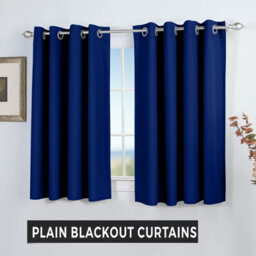 Ameha Plain Blackout Curtain Thick Thermal Insulated Ready Made Eyelet Navy Curtains 46''x 54'' Pair With 2X Tie Backs