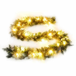 Berkfield Classic Christmas Garland With Led Lights Green 5.2 M Pvc