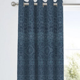 Dreams & Drapes Rohini Easy Care Pair Of Blue Pencil Pleat Curtains - thumbnail 2
