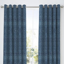 Dreams & Drapes Rohini Easy Care Pair Of Blue Pencil Pleat Curtains - thumbnail 1