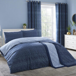 Dreams & Drapes Rohini Easy Care Pair Of Blue Pencil Pleat Curtains - thumbnail 3