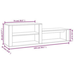 Berkfield Elegant Shoe Cabinet High Gloss White 150X35X45 Cm Engineered Wood - thumbnail 9