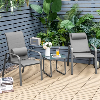 Costway 3-Piece Patio Bistro Furniture Set Outdoor Coffee Table Stackable Chairs Set - image 1