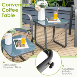 Costway 3-Piece Patio Bistro Furniture Set Outdoor Coffee Table Stackable Chairs Set - thumbnail 6