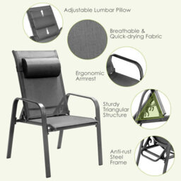 Costway 3-Piece Patio Bistro Furniture Set Outdoor Coffee Table Stackable Chairs Set - thumbnail 7