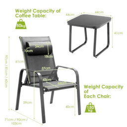 Costway 3-Piece Patio Bistro Furniture Set Outdoor Coffee Table Stackable Chairs Set - thumbnail 3