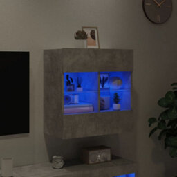 Berkfield Durable Tv Wall Cabinet With Led Lights Concrete Grey 58.5X30X60.5 Cm - thumbnail 4
