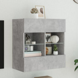 Berkfield Durable Tv Wall Cabinet With Led Lights Concrete Grey 58.5X30X60.5 Cm - thumbnail 2