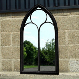 Agenzia 14 Antique Black Arched Metal Frame Window Garden Wall Mirror 112 X 61Cm - thumbnail 3