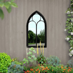 Agenzia 14 Antique Black Arched Metal Frame Window Garden Wall Mirror 112 X 61Cm - thumbnail 2