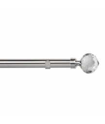 Unknown 28mm Fixed Length Metal Eyelet Curtain Pole Set In Chrome - Bella Finial, 240Cm