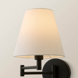 Valuelights Sonia Pair Of Matte Black Swing Arm Wall Lights With Tapered Shade - thumbnail 3
