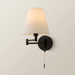 Valuelights Sonia Pair Of Matte Black Swing Arm Wall Lights With Tapered Shade - thumbnail 6