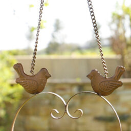 Dibor Antique Brown Hanging Heart Outdoor Garden Decor Bird Feeder - thumbnail 3