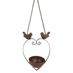 Dibor Antique Brown Hanging Heart Outdoor Garden Decor Bird Feeder - thumbnail 2