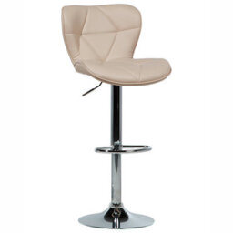 Beliani Luxe Living Set Of 2 Beige Faux Leather Swivel Adjustable Bar Stools - Padded, Matt Finish, Compact Design - thumbnail 4