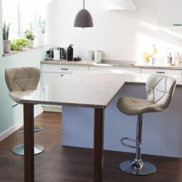 Beliani Luxe Living Set Of 2 Beige Faux Leather Swivel Adjustable Bar Stools - Padded, Matt Finish, Compact Design - thumbnail 2