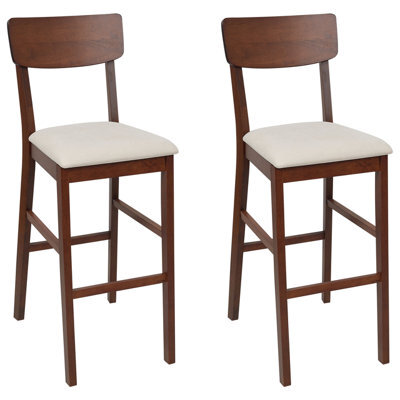 Beliani Set Of 2 Bar Chairs Ambler Dark Brown/ Beige - image 1