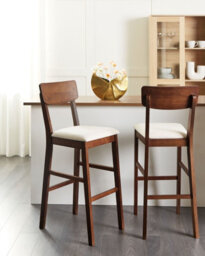 Beliani Set Of 2 Bar Chairs Ambler Dark Brown/ Beige - thumbnail 2