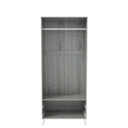 Urbn-Living Urbnliving 180Cm Height White Wardrobe With Ash Grey 2 Door 2 Drawer Modern Bedroom Clothes Storage Hanging Rail - thumbnail 6