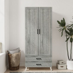 Urbn-Living Urbnliving 180Cm Height White Wardrobe With Ash Grey 2 Door 2 Drawer Modern Bedroom Clothes Storage Hanging Rail - thumbnail 5