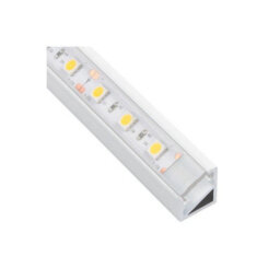 MKGT 2M Aluminium Profile Corner For Led Lights Strip 5050 3528 Transparent Cover - White Finish - Pack Of 5 - thumbnail 1