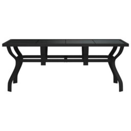 Berkfield Garden Table Black 180X80X70 Cm Steel And Glass - thumbnail 3