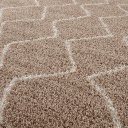 The Rugs Moroccan Shaggy Rugs And Runners Soft Fluffy Wavy Trellis Design High Pile Beige And Ivory Living Room Kitchen Hallway 820 - thumbnail 3
