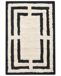 Wyld And Coco Cotton Bath Mat 60 X 90 Cm Beige And Black Geometric Pattern - thumbnail 1