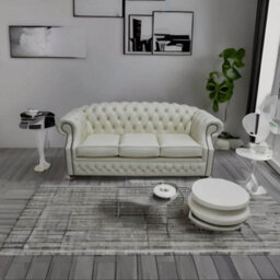 Chesterfield 3 Seater Shelly Cream Leather Sofa Custom Made In Buckingham Style - thumbnail 5