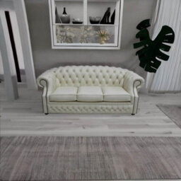 Chesterfield 3 Seater Shelly Cream Leather Sofa Custom Made In Buckingham Style - thumbnail 4