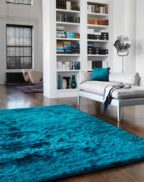 Dark Teal Super Soft Shaggy Handmade Modern Plain Sparkle Easy To Clean Rug For Dining Room Bedroom Living Room-140Cm X 200Cm