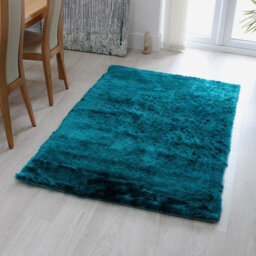 Dark Teal Super Soft Shaggy Handmade Modern Plain Sparkle Easy To Clean Rug For Dining Room Bedroom Living Room-140Cm X 200Cm - thumbnail 4