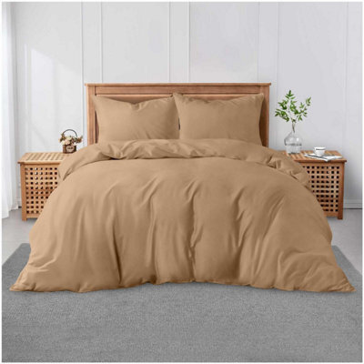 Gc Gaveno Cavailia Plain Dyed Duvet Cover Single Polycotton Solid Bedding Set Breathable & Lightweight Duvet Cover Bed Set Natural - image 1