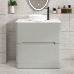 Royal Bathrooms Venice 800mm Dove Grey Freestanding Bathroom Countertop Vanity Unit 2 Drawer With Art Basin - thumbnail 1