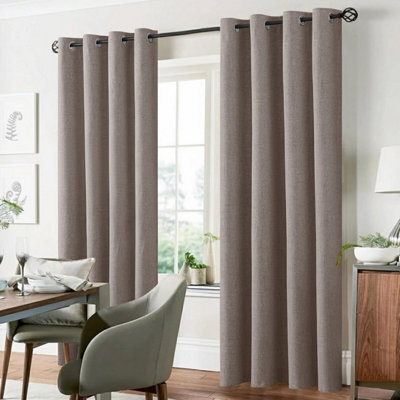 Ameha Plain 100%blackout Curtain For Bedroom Office Window Treatment Beige Linen Texture Fabric Thermal Insulated Curtain Pair 66'x72'' - image 1