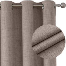Ameha Plain 100%blackout Curtain For Bedroom Office Window Treatment Beige Linen Texture Fabric Thermal Insulated Curtain Pair 66'x72'' - thumbnail 3