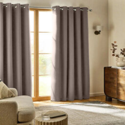 Ameha Plain 100%blackout Curtain For Bedroom Office Window Treatment Beige Linen Texture Fabric Thermal Insulated Curtain Pair 66'x72'' - thumbnail 4