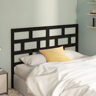 Berkfield Bed Headboard Black 126X4X100 Cm Solid Wood Pine - image 1