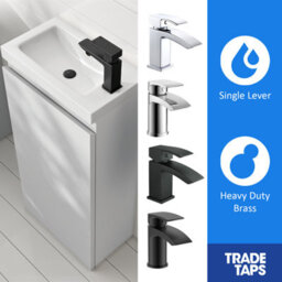 GravaHaus 400mm Freestanding Bathroom Vanity Unit With Basin Black Round Tap & Waste - thumbnail 2