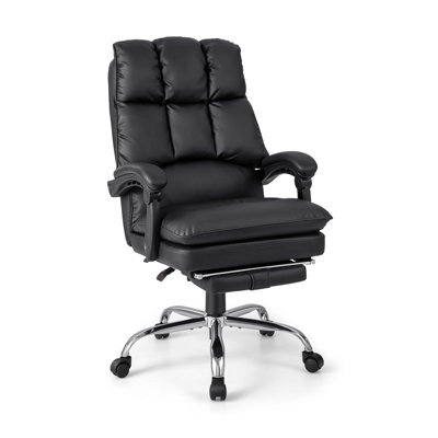 Costway Office Desk Chair Ergonomic Padded Reclining Chair W/retractable Footrest - image 1