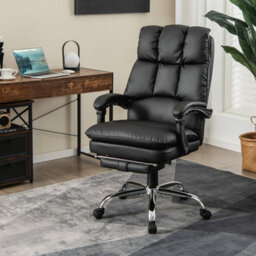 Costway Office Desk Chair Ergonomic Padded Reclining Chair W/retractable Footrest - thumbnail 9