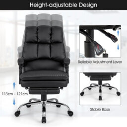 Costway Office Desk Chair Ergonomic Padded Reclining Chair W/retractable Footrest - thumbnail 6