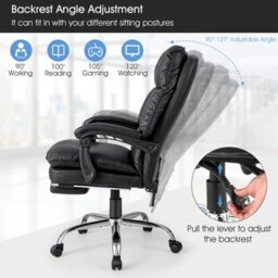Costway Office Desk Chair Ergonomic Padded Reclining Chair W/retractable Footrest - thumbnail 5
