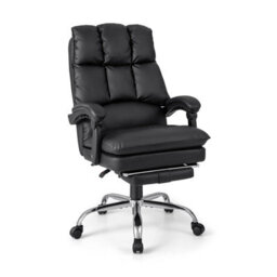 Costway Office Desk Chair Ergonomic Padded Reclining Chair W/retractable Footrest